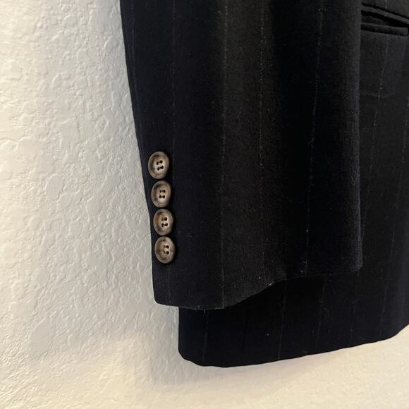 Vintage Evan Picone Suit 41R 34W Wool Double Breasted Navy Chalk Stripe Pleated - Picture 5 of 16